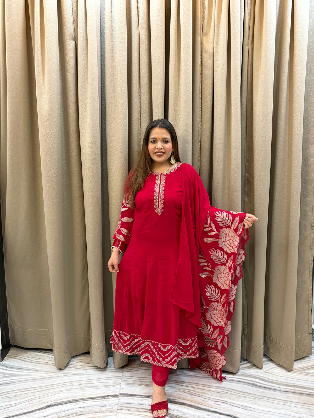 Raani Red Anarkali Suit