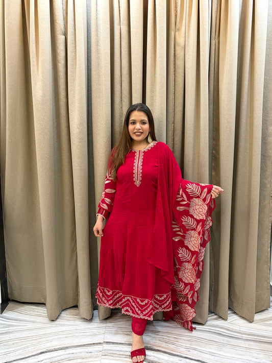 Raani Red Anarkali Suit