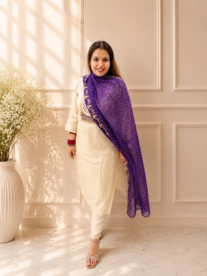 Royal Ivory & Amethyst Shimmer Suit Set