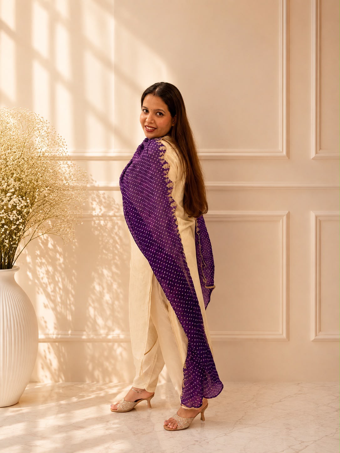 Royal Ivory & Amethyst Shimmer Suit Set