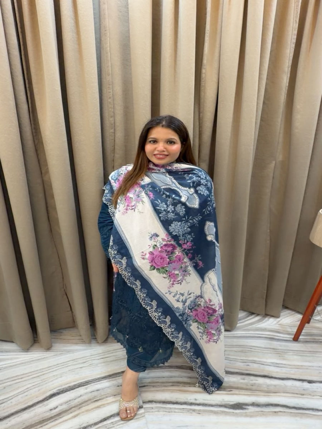 Midnight Bloom – Pakistani Cotton Lawn Suit